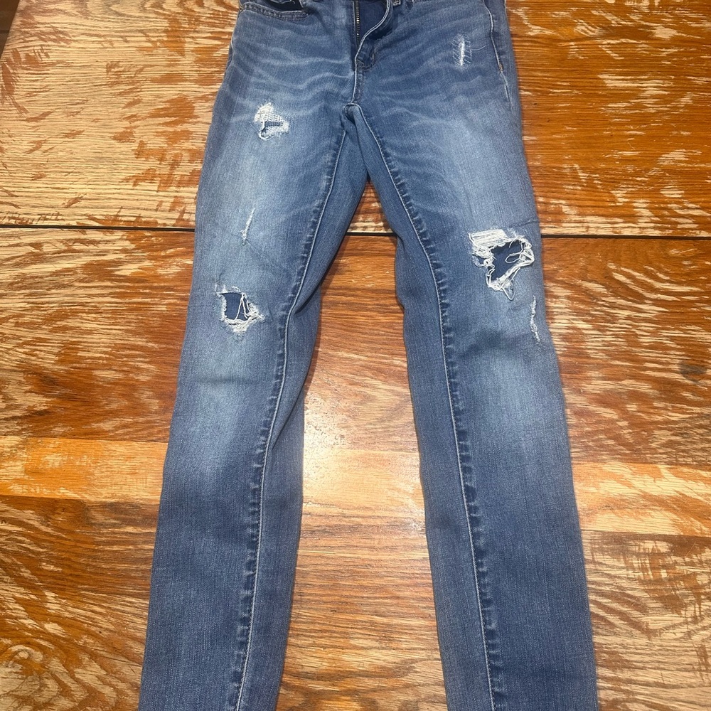 Women's Distressed Skinny Jeans - Blue